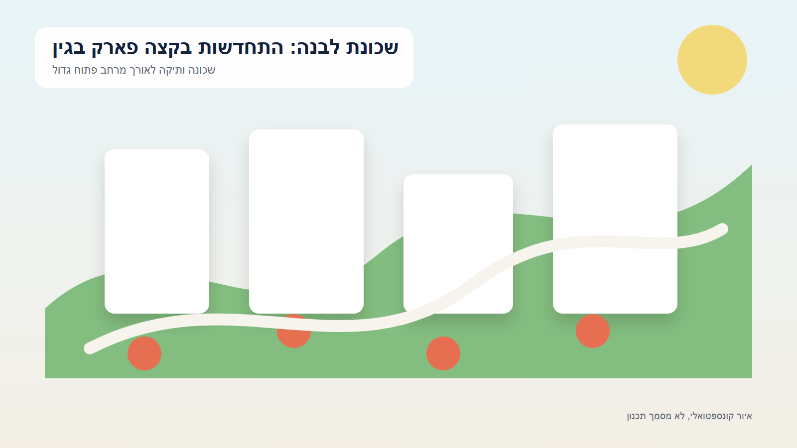 איור קונספטואלי של שכונת לבנה: התחדשות בקצה פארק בגין