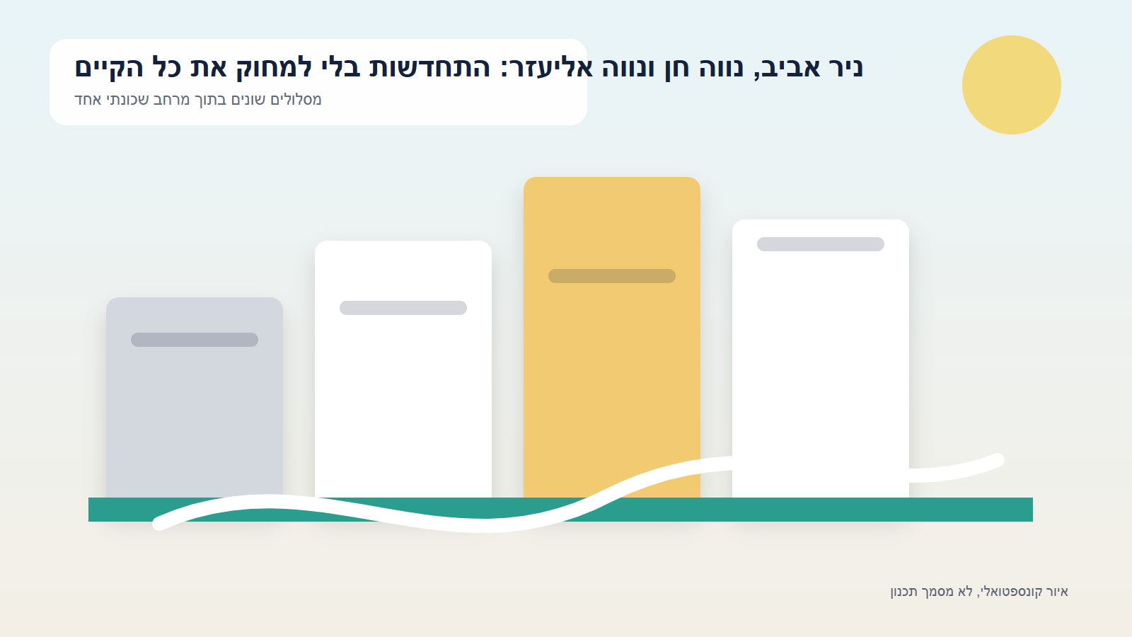 איור קונספטואלי של ניר אביב, נווה חן ונווה אליעזר: התחדשות בלי למחוק את כל הקיים